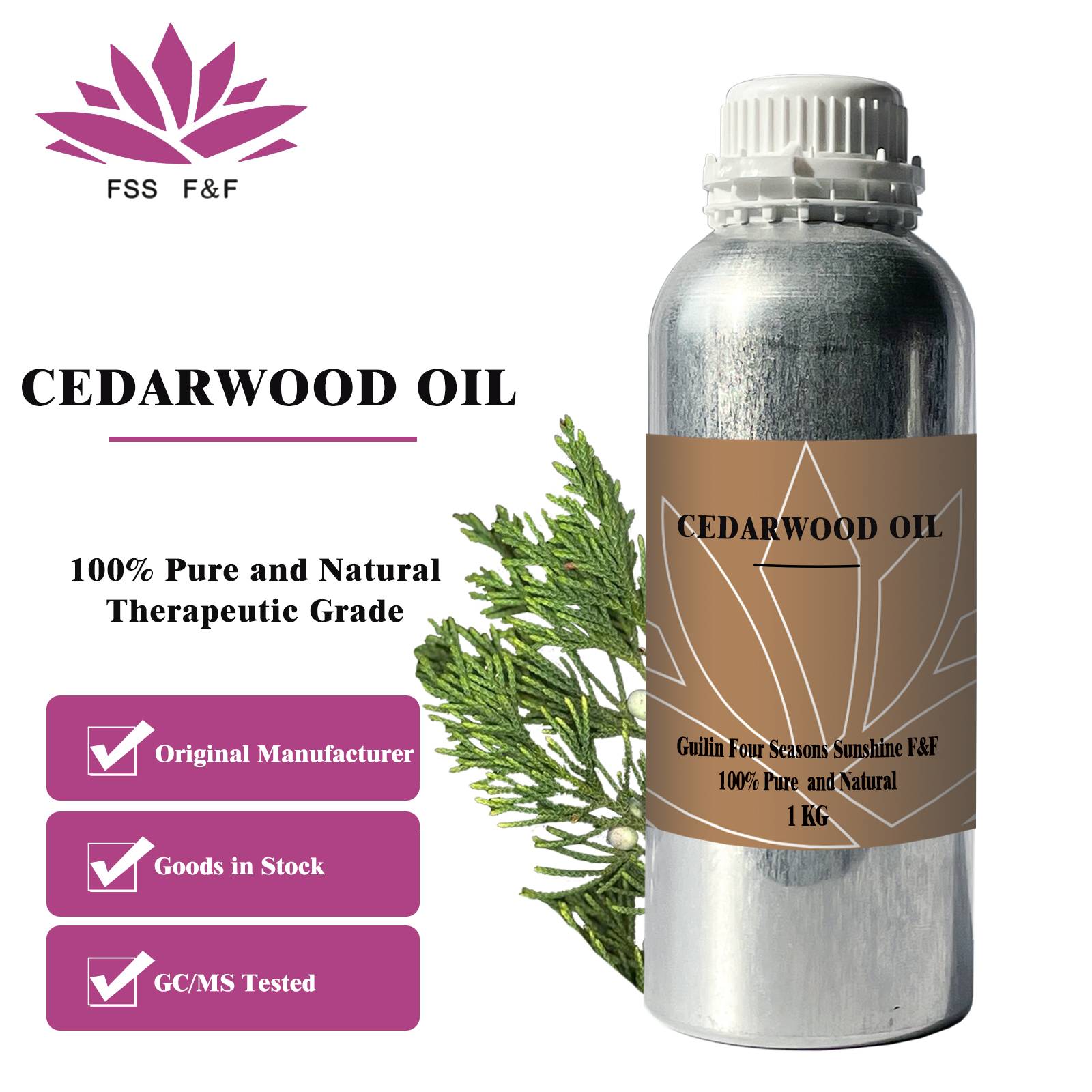 100% pure essential oil cedarwood oil factory