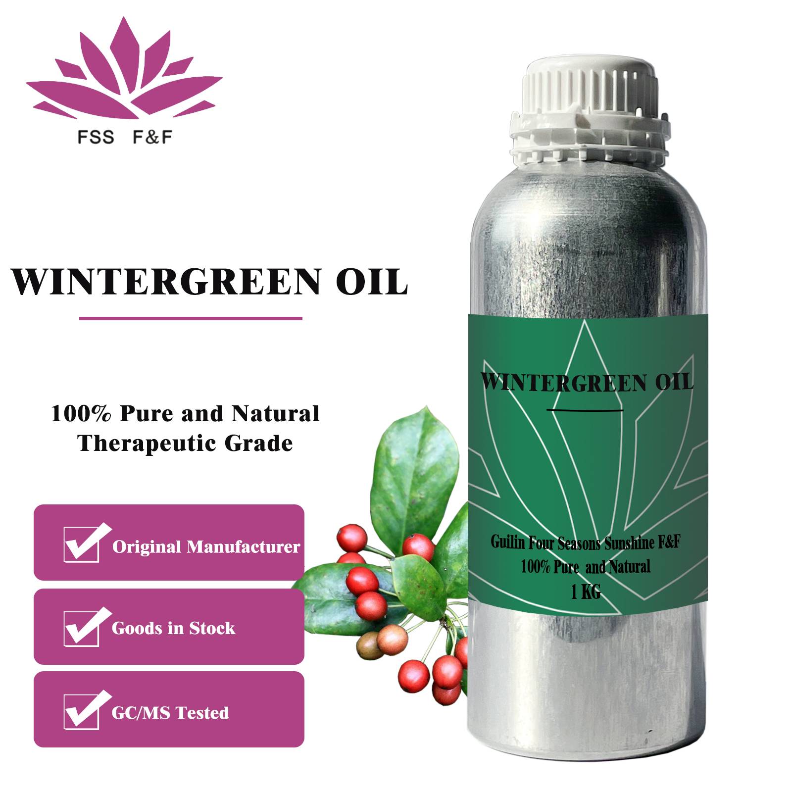 100% pure essential oil wintergreen oil